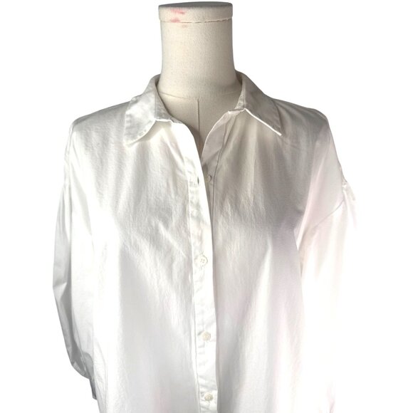 2/$30 ZARA White Poplin XS Cotton Dolman Long Puffy Sleeve 3 Button-Up Shirt - Picture 5 of 16